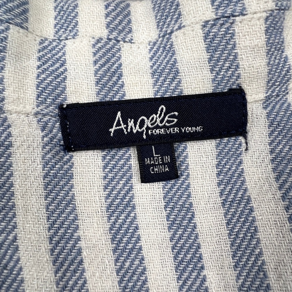 Angels Forever Young Striped Sleeveless Top Womens L Linen Blend Casual Summer - Picture 2 of 12